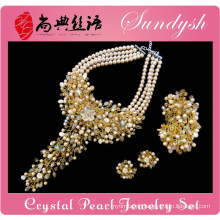 Luxury Jewelry Champagne Crystal South Sea Pearl Exclusive Jewellery Set